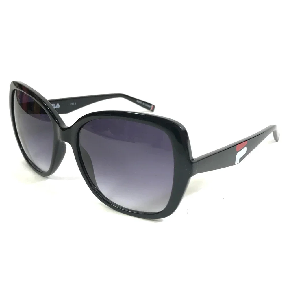Fila Sunglasses SFI183 BLACK Butterfly Oversized Frame with Gray Gradient Lenses